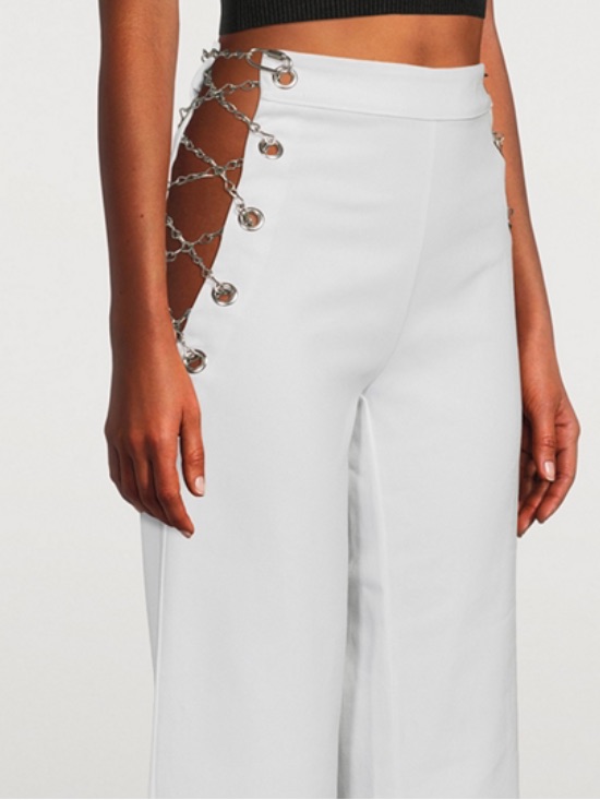 Eb Denim New Chain Pants High-Waist White Cut Out Denim Nwt Revolve M
